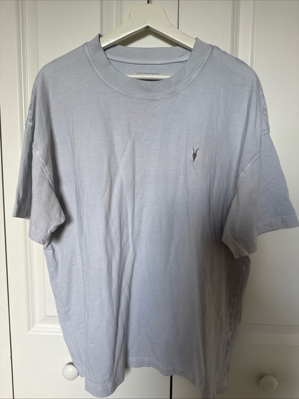 Allsaints Gray Mens Tshirt Ramskull Size Large Wide Crewneck Contemporary